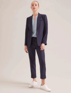 Erica Organic Cotton Shirt - Mid Stripe Blue White -The Modern Femme Sales SP24 S87 ERICA MIDBLUEWHITESTRIPE LS 18593