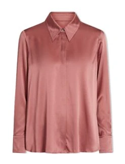 Skyla Silk Satin Shirt - Blush -The Modern Femme Sales SP24 S88 SKYLA BLUSH LS