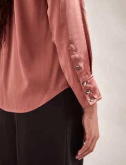 Skyla Silk Satin Shirt - Blush -The Modern Femme Sales SP24 S88 SKYLA BLUSH LS 709