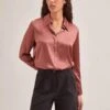 Skyla Silk Satin Shirt - Blush -The Modern Femme Sales SP24 S88 SKYLA BLUSH LS 736