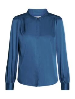 Bailey Silk Satin Shirt - Blue -The Modern Femme Sales SP24 S89 BAILEY BLUE LS