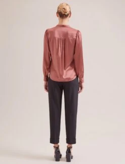 Bailey Silk Satin Shirt - Blush -The Modern Femme Sales SP24 S89 BAILEY BLUSH LS 19047