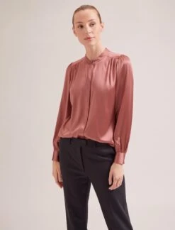 Bailey Silk Satin Shirt - Blush -The Modern Femme Sales SP24 S89 BAILEY BLUSH LS 19091