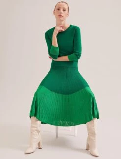 Colette Contrast Hem Skirt - Emerald Green -The Modern Femme Sales SP24 SK105 COLETTE EMERALDGREEN LS 19272