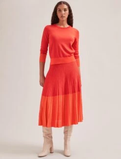 Colette Contrast Hem Skirt - Orange -The Modern Femme Sales SP24 SK105 COLETTE ORANGE LS 2033