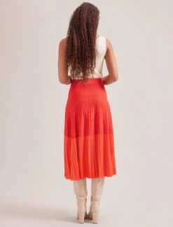 Colette Contrast Hem Skirt - Orange -The Modern Femme Sales SP24 SK105 COLETTE ORANGE LS 2139