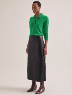 Arlo Leather Maxi Pencil Skirt - Black -The Modern Femme Sales SP24 SK177 ARLO BLACK LS 0141