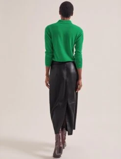 Arlo Leather Maxi Pencil Skirt - Black -The Modern Femme Sales SP24 SK177 ARLO BLACK LS 0153