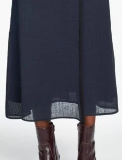 Sonia Techni Voile Maxi Skirt - Navy -The Modern Femme Sales SP24 SK182 SONIA NAVY LS 1108