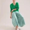 Sienna Maxi Skirt - Ecru Green Houndstooth Print -The Modern Femme Sales SP24 SK183 SIENNA ECRUGREENHOUNDSTOOTHPRINT LS 19485