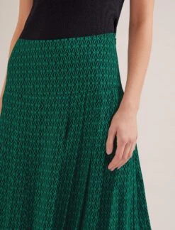 Sienna Maxi Skirt - Green Black Trellis Print -The Modern Femme Sales SP24 SK183 SIENNA GREENBLACKTRELLISPRINT LS 17488