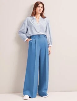 Margot New Wool Wide Leg Trouser - Blue -The Modern Femme Sales SP24 TR70 MARGOT BLUE LS 6327