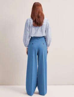 Margot New Wool Wide Leg Trouser - Blue -The Modern Femme Sales SP24 TR70 MARGOT BLUE LS 6355