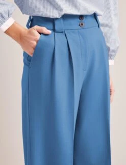 Margot New Wool Wide Leg Trouser - Blue -The Modern Femme Sales SP24 TR70 MARGOT BLUE LS 6423
