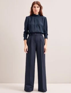 Margot New Wool Wide Leg Trouser - Navy -The Modern Femme Sales SP24 TR70 MARGOT NAVY LS 6637