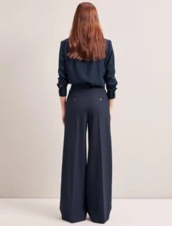 Margot New Wool Wide Leg Trouser - Navy -The Modern Femme Sales SP24 TR70 MARGOT NAVY LS 6659