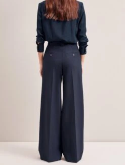 Margot New Wool Wide Leg Trouser - Navy -The Modern Femme Sales SP24 TR70 MARGOT NAVY LS 6660