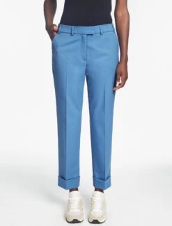 Clement New Wool Turn Up Trouser - Blue -The Modern Femme Sales SP24 TR76 CLEMENT BLUE LS 588