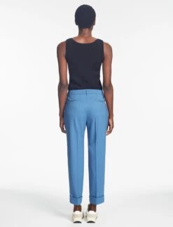 Clement New Wool Turn Up Trouser - Blue -The Modern Femme Sales SP24 TR76 CLEMENT BLUE LS 625