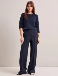Terence New Wool Wide Leg Trouser - Navy -The Modern Femme Sales SP24 TR86 TERENCE NAVY LS 6792