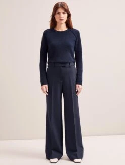 Terence New Wool Wide Leg Trouser - Navy -The Modern Femme Sales SP24 TR86 TERENCE NAVY LS 6920