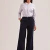 Harlow Corduroy Wide Leg Trouser - Navy