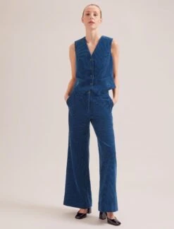 Wyatt Corduroy Waistcoat - Blue -The Modern Femme Sales SP24 W6 WYATT BLUE LS 18868