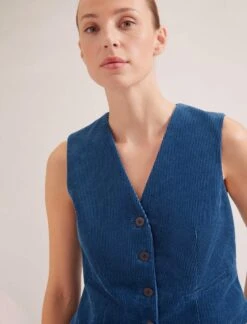 Wyatt Corduroy Waistcoat - Blue -The Modern Femme Sales SP24 W6 WYATT BLUE LS 18925