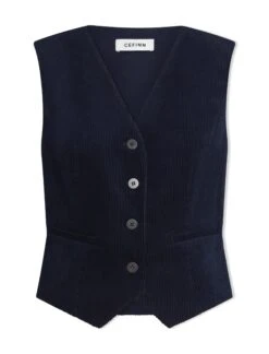 Wyatt Corduroy Waistcoat - Navy -The Modern Femme Sales SP24 W6 WYATT NAVY LS