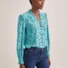 Stella Silk Shirt - Mint Posy Print -The Modern Femme Sales STELLA MINT ROSE 2515
