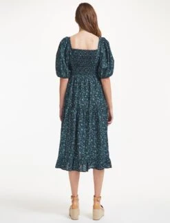 Paloma Midi Dress - Blue Trailing Floral Print -The Modern Femme Sales SU22 D428 PALOMA BLUETRAILINGFLORALPRINT LS 37351