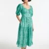 Paloma Midi Dress - Green Trailing Floral Print -The Modern Femme Sales SU22 D428 PALOMA GREENTRAILINGFLORALPRINT LS 27830