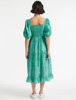 Paloma Midi Dress - Green Trailing Floral Print -The Modern Femme Sales SU22 D428 PALOMA GREENTRAILINGFLORALPRINT LS 27856