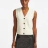 Meryl Wool V Neck Waistcoat - Cream -The Modern Femme Sales SU22 K69 MERYL CREAM LS 26295