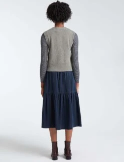 Meryl Wool V Neck Waistcoat - Mid Grey -The Modern Femme Sales SU22 K69 MERYL MIDGREY LS 17942