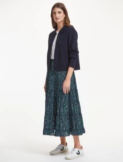 Sawyer Cotton Maxi Skirt - Blue Trailing Floral Print -The Modern Femme Sales SU22 SK133 SAWYER BLUETRAILINGFLORALPRINT LS 37151