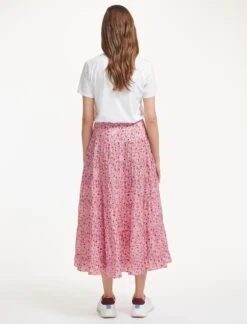 Sawyer Cotton Maxi Skirt - Pink Trailing Floral Print -The Modern Femme Sales SU22 SK133 SAWYER PINKTRAILINGFLORALPRINT LS 37837