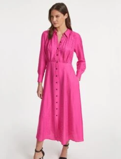 Astrid Silk Blend Maxi Dress - Hot Pink -The Modern Femme Sales SU23 D302 ASTRID HOTPINK LS 20228