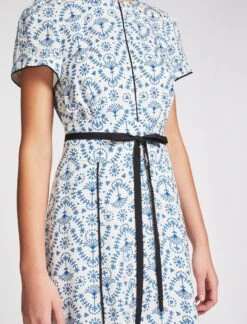 Rosie Silk Blend Maxi Dress - White Blue Broderie Anglaise Print -The Modern Femme Sales SU23 D336 ROSIE WHITE BLUE BRODERIEANGLAISPRINT LS 1562