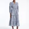 Suki Organic Cotton Seersucker Maxi Dress - Blue White Check -The Modern Femme Sales SU23 D413 SUKI BLUEWHITECHECK LS 42189