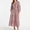 Suki Organic Cotton Seersucker Maxi Dress - Red White Check -The Modern Femme Sales SU23 D413 SUKI RED WHITECHECK LS 19871