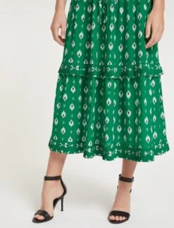 Cordelia Cotton Maxi Dress - Green Ikat Print -The Modern Femme Sales SU23 D453 CORDELIA GREENIKATPRINT LS 58796