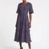 Cordelia Cotton Maxi Dress - Navy Ikat Print -The Modern Femme Sales SU23 D453 CORDELIA NAVYIKATPRINT LS 2843