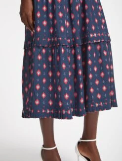 Cordelia Cotton Maxi Dress - Navy Ikat Print -The Modern Femme Sales SU23 D453 CORDELIA NAVYIKATPRINT LS 2897