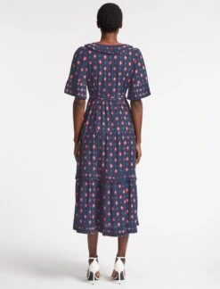 Cordelia Cotton Maxi Dress - Navy Ikat Print -The Modern Femme Sales SU23 D453 CORDELIA NAVYIKATPRINT LS 2904