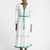 Salone Linen Blend Maxi Dress - White Emerald Green -The Modern Femme Sales SU23 D522 SALONE WHITE EMERALD GREEN LS 3525