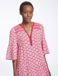 Hester Cotton Maxi Dress - Pink Diamond Geo Print -The Modern Femme Sales SU23 D525 HESTER PINKDIAMONDGEOPRINT LS0319