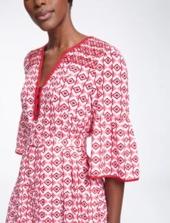 Hester Cotton Maxi Dress - Pink Diamond Geo Print -The Modern Femme Sales SU23 D525 HESTER PINKDIAMONDGEOPRINT LS0400