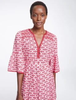 Hester Cotton Maxi Dress - Pink Diamond Geo Print -The Modern Femme Sales SU23 D525 HESTER PINKDIAMONDGEOPRINT LS0405