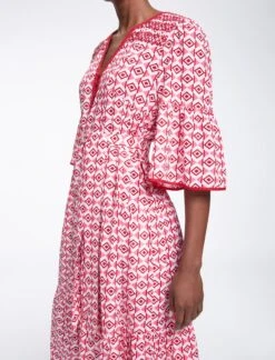 Hester Cotton Maxi Dress - Pink Diamond Geo Print -The Modern Femme Sales SU23 D525 HESTER PINKDIAMONDGEOPRINT LS0409